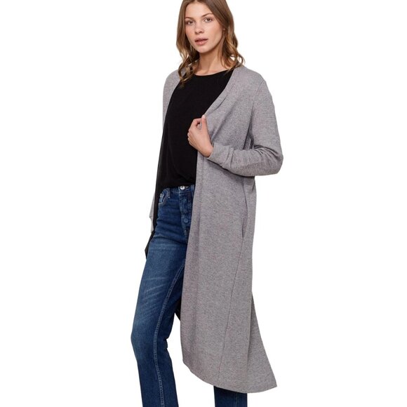 Women's Longline Chiffon Contrast Cardigan - Picture 5 of 6